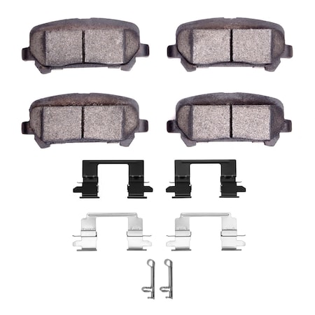 Dynamic Friction Co 5000 Advanced Brake Pads - Ceramic and Hardware Kit, Long Pad Wear, Rear 1551-1806-01